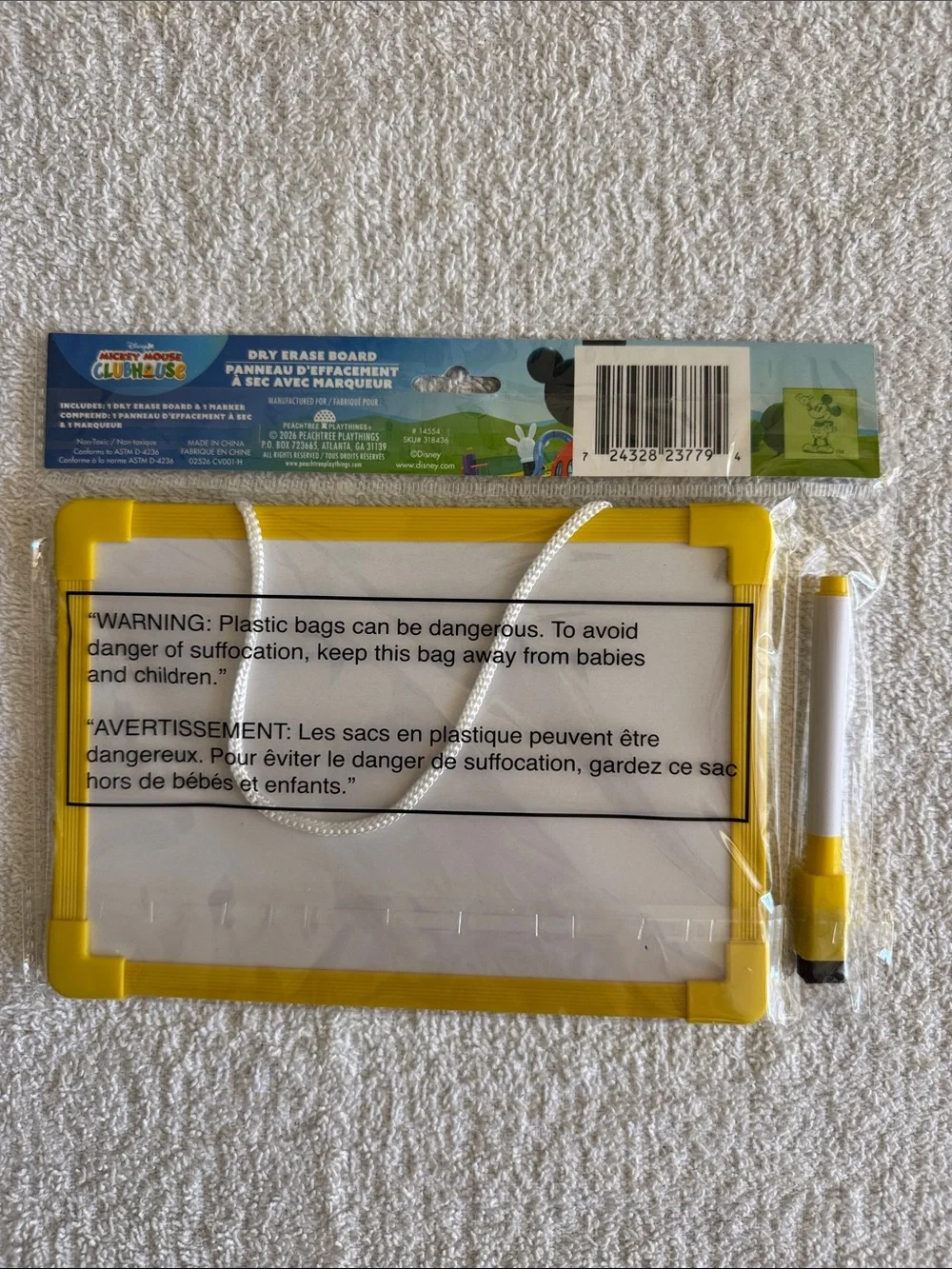 Disney Mickey Mouse Yellow Dry Erase Board with Marker